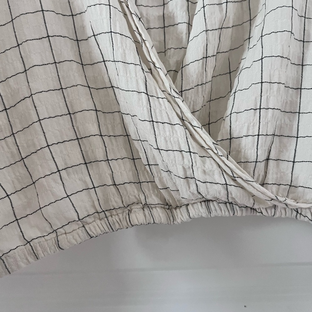 Zara Plaid Cropped Wrap Collar Top Size Large - Picture 9 of 14